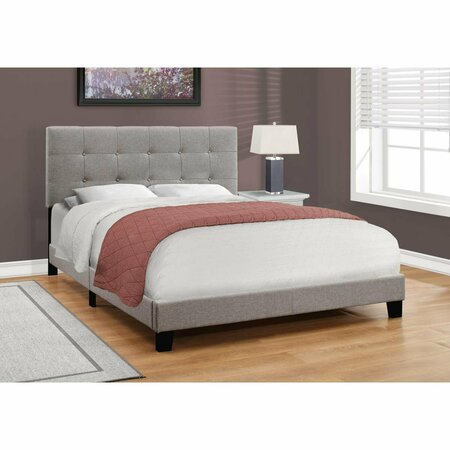 45.75 In. Solid Wood MDF Foam & Linen Queen Size Bed